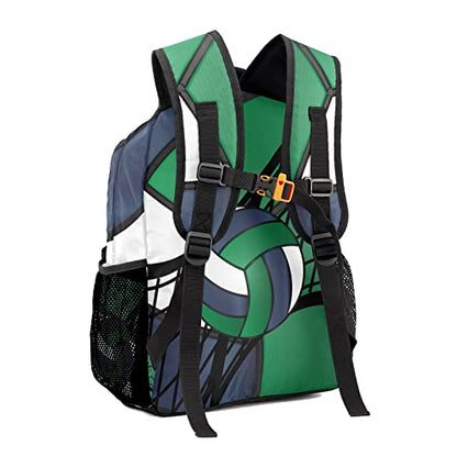 Personalized Custom Volleyball Green Black Backpack Lightweight Travel Hiking Causual Bag With Name - color: Design 2