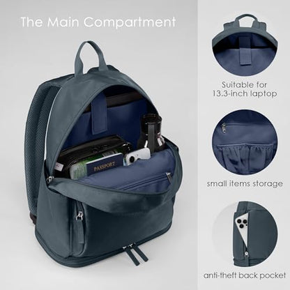 Uselike Gym Backpack for Women Men, Lightweight Gym Bag with Shoe Compartment, Waterproof Workout Backpack with Wet Pocket - color: Grey Blue