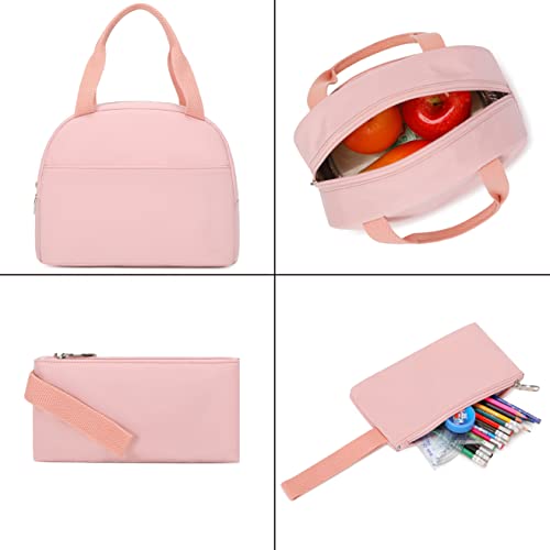 Spotted Tiger School Backpack for Girls Backpack with Lunch Box Anime Bookbag Set School Bag Kawaii Backpacks for Girls Teens (Pink) - color: Pink