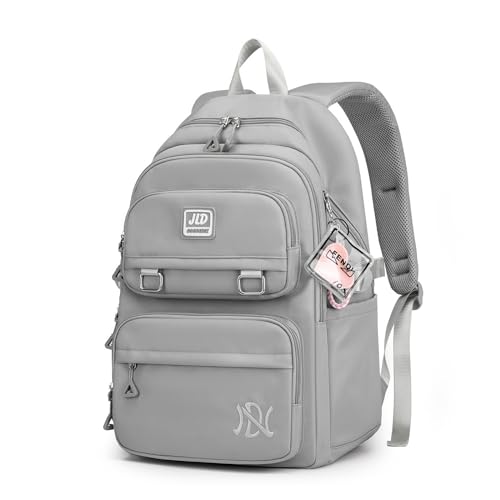 Girls Backpack Large-Capacity Middle Elementary School Casual Bookbag Kids Outdoor Travel bag Solid Color Daypack for Teens - color: 2#-grey