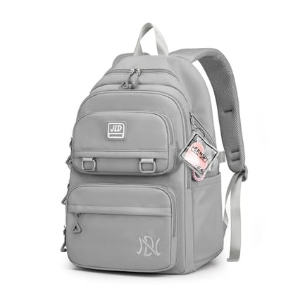 Girls Backpack Large-Capacity Middle Elementary School Casual Bookbag Kids Outdoor Travel bag Solid Color Daypack for Teens - color: 2#-grey