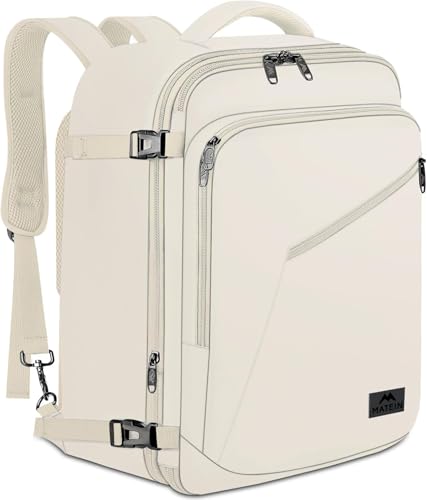 MATEIN Large Backpack for Travel Flight Approved, 45L Carry on Backpack with Padded Shoulder Straps for Adult, Men, Women, Expandable Daypack for Clothes, Travel Essentials, Beige - color: Light Beige, size: XX-Large