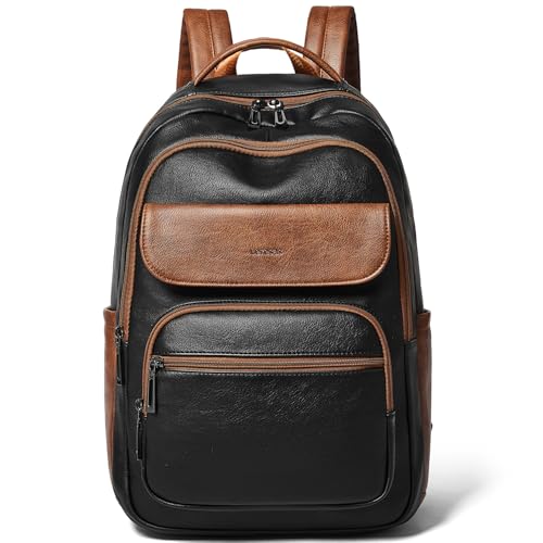 Leresas Backpack Purse for Women Mens for Work Travel Back Pack Vegan Leather Business Teacher Book Bag Fashion Computer Daypack Back Pack Brown Black - color: Brown/Black
