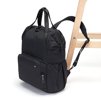 Pacsafe Women's Citysafe CX 17L Anti Theft Backpack-Fits 16 inch MacBook Pro, Econyl Black, One Size - color: Econyl Black
