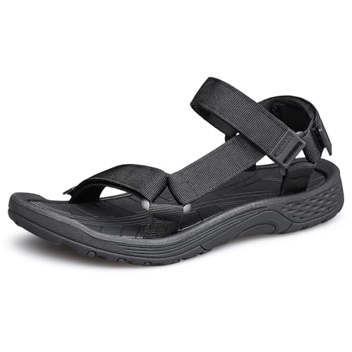 vibdiv Mens Sport Sandals Hiking Open Toe Non Slip Athletic Sandals Casual Comfortable Outdoor Wading Beach Shoes - color: All Black, size: 11