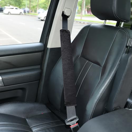 Amooca Soft Faux Fur Universal Fit Seatbelt Cover Car Truck SUV Airplane Seat Belt Shoulder Pad for Carmera Backpack Straps Neck Cushion Protector Extra Long 19.7in Black - color: Black, size: 19.7in 1pack