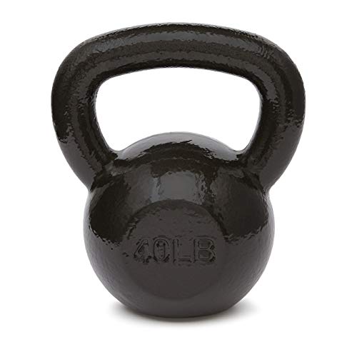 Amazon Basics Cast Iron Kettlebell for Strength Training, Textured Wide Handle, Black