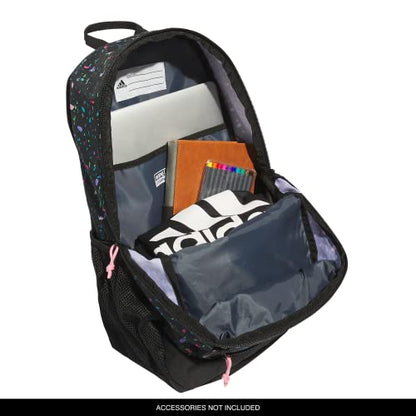 adidas Creator School Backpack for Girls & Boys — Durable Bookbag - color: Speckle Black/Bliss Pink/Black