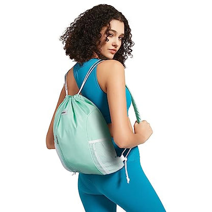 WANDF Drawstring Backpack, Gym String Bag with Shoulder Pad - color: M, Mint Green, size: Medium
