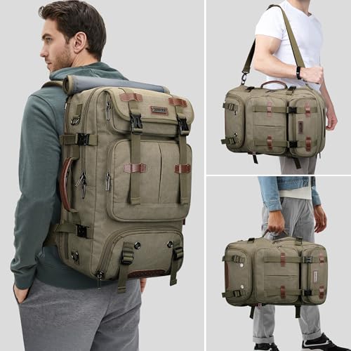 WITZMAN Travel Backpack for Men 40L Large Carry-on Airline Approved Convertible 3 in 1 laptop Bags Fit 16 inch(A8013 Army Green) - color: Army Green