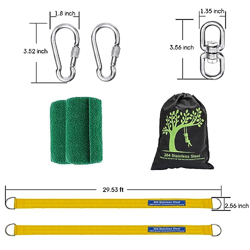 Safe Tree Swing Straps Hanging Kit with Two Alloy Carabiners 2,200lb Breaking Strength Easy and Fast Installation Swings or Hammocks (30ft) - size: 30ft