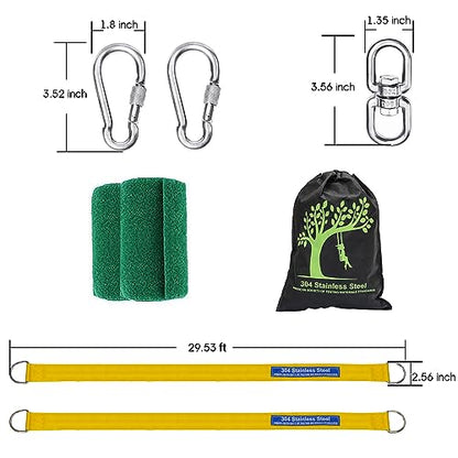 Safe Tree Swing Straps Hanging Kit with Two Alloy Carabiners 2,200lb Breaking Strength Easy and Fast Installation Swings or Hammocks (30ft) - size: 30ft