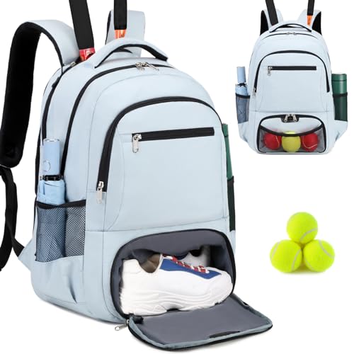 ACESAK Tennis Backpack Tennis Bag for Women Men - Tennis Bag Holds 2 Rackets, Badminton Squash, Pickleball Paddles Balls - color: Blue