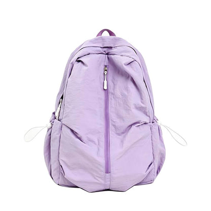 Women Solid Color Backpack Large Capacity Multi Pockets Daypack with Compartments Cute Lightweight Backpacks - color: Purple