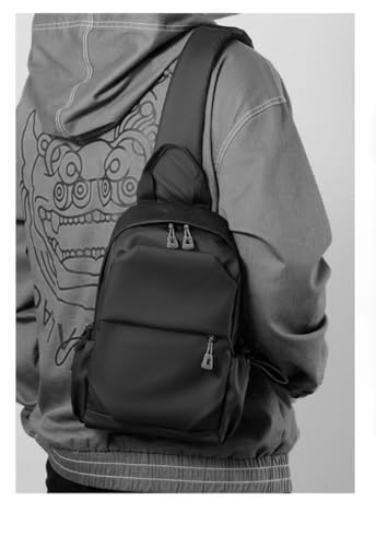 Waterproof Polyester Slim Unisex Crossbody Sling Bag Chest Backpack Men's Shoulder Bag, Leisure Travel Handbag, Hard Shell Anti-Theft Chest Bag, Chest Bag - Black, 30.5 cm, Retro - color: Chest Bag - Black