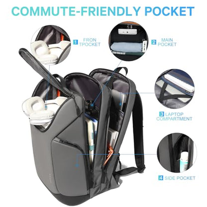 FUTURE AESTHETICS Business Commute Backpack for Men and Women, Waterproof 15.6 Inch Laptop Backpack, Durable Flight-Approved Travel Backpack for Work/College,Grey - color: Grey
