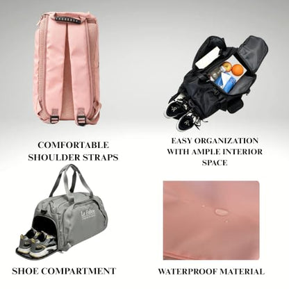 Gym Bag with Shoe Compartment, Pink - color: Pink