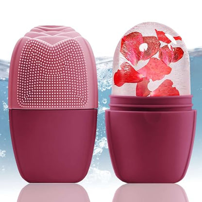 XHJRI Ice Face Roller Massager,Ice Cube Roller for Face, Eyes and Neck Naturally Conditioning and Skin Care,De-Puff Eye Bags,Reduce Migraine Pain,Reusable Massage Silicone Ice Mold (Upgrade Rose) - color: New Rose