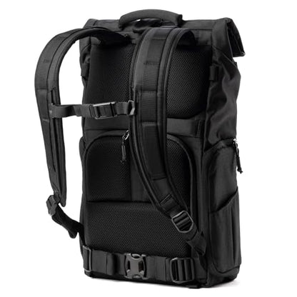 Think Tank FocusPoint 30L RollTop Camera Backpack - Asphalt Black: Expandable Travel & Camera Backpack with Laptop Sleeve, Quick Side and Back Access, Rain Cover – Versatile Photography & Travel Bag - color: Asphalt Black, size: 30 Liters