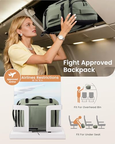 LOVEVOOK Travel Backpack for Women Men, 50L Large Capacity Travel Bag - color: Sage Green‑black, size: 50L-4Pcs