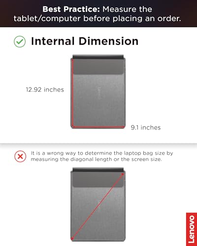 Lenovo Slim Laptop Sleeve 14 Inch Notebook/Tablet - Compatible with MacBook Air/Pro - Eco-Friendly Lightweight Case with Accessory Pocket & Magnetic Closure - Grey - color: Grey, size: 14.5-inch