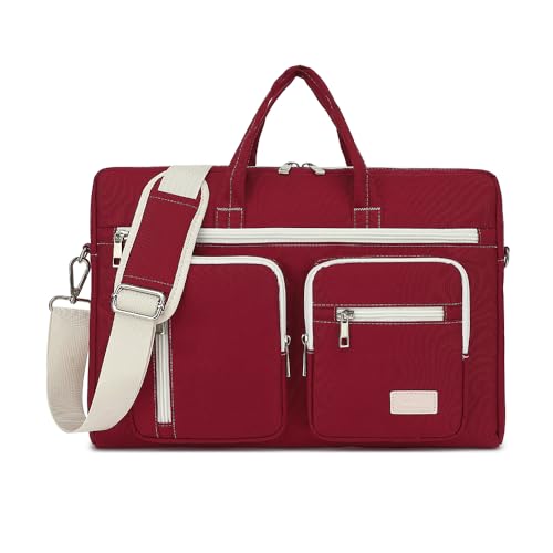 15-15.6 inch Laptop Shoulder Bag, for MacBook Pro 16, Hp Lenovo Dell 14 inch Waterproof Messenger Bag Case Sleeve (Wine red) - color: Wine Red