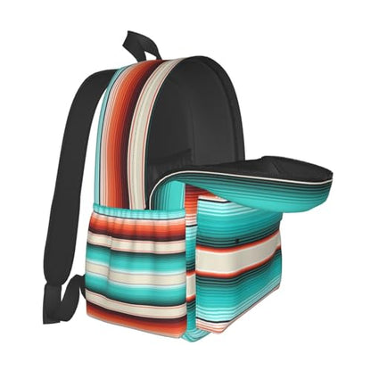Mexican Turquoise Aztec Western Backpack Boho School Bag Stripes Lightweight Bookbag Casual Daypack for Girls Boys Kids Women Men Travel Laptop 16 Inch - color: Western