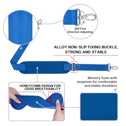 60 Inch Shoulder Strap with Removable Ultra-Thick Pad，Adjustable Buckles and Metal Hooks - color: Blue