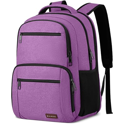 BIKROD Backpack for Girls Women, School Backpack for Teen Boys, Lightweight Casual High School Bookbag, Daily-use Travel Laptop Backpack with USB Charging Port Fits 15.6 Inch Notebook - color: Purple, size: 15.6 Inch
