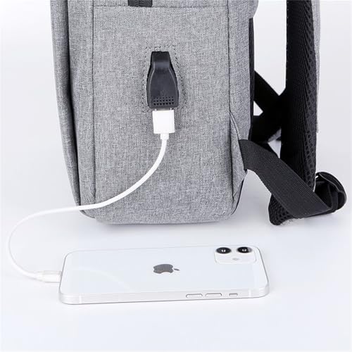 Minimalist Laptop Backpack with USB Port, Business Travel Bag, Water Resistant, (Gray)