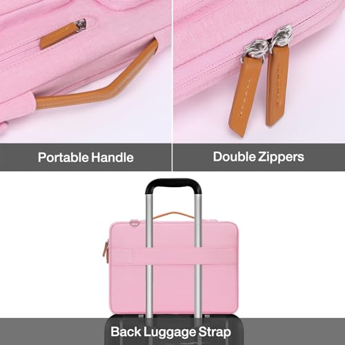 MOSISO 360 Protective Laptop Shoulder Bag,15-15.6 inch Computer Bags Compatible with MacBook Pro 16 inch, HP, Dell, Lenovo, Asus Notebook,Side Open Messenger Bag with 4 Zipper Pockets, Pink - color: Pink, size: 16 inch