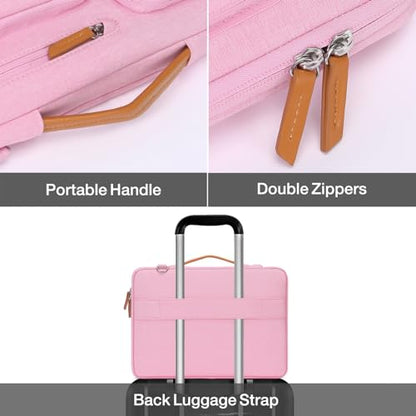 MOSISO 360 Protective Laptop Shoulder Bag,15-15.6 inch Computer Bags Compatible with MacBook Pro 16 inch, HP, Dell, Lenovo, Asus Notebook,Side Open Messenger Bag with 4 Zipper Pockets, Pink - color: Pink, size: 16 inch