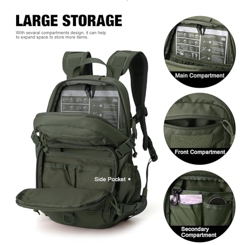 Mardingtop Small Tactical Backpack,Molle Hiking Backpack for Backpacking,Cycling and Biking,15L/25L Backpack - color: Ranger Green, size: 15L