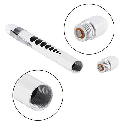 Aokin Medical Pen Light for Nurse Doctor, Reusable LED Medical Penlight Flashlight with Pupil Gauge and Ruler, White Light, White - color: White