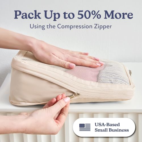 Vandel Space-Saving Compression Packing Cubes for Women 6-Pack Compressible - color: 3. Sand, size: 6 Pack (Compression)