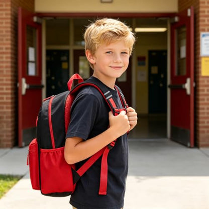 abshoo Kindergarten Backpack for Boys Preschool Backpacks School Bookbag for Kids 4-6(Red and Black) - color: Red-black