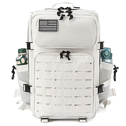 QT&QY 25L/45L Military Tactical Backpack For Men Molle Daypack 3 Day Bug Out Bag Hiking Rucksack With Bottle Holder - color: 45l 2.0 White