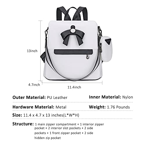 ZOCAI Backpack Purse for Women Fashion Backpack Purses PU Leather Daypacks Anti-Theft Shoulder Bag Satchel Purse - color: Z-white/Black