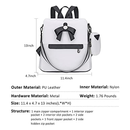 ZOCAI Backpack Purse for Women Fashion Backpack Purses PU Leather Daypacks Anti-Theft Shoulder Bag Satchel Purse - color: Z-white/Black