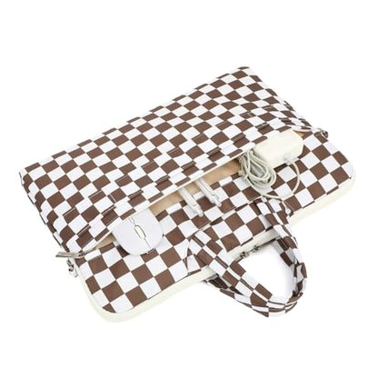 canvaslife Waterproof Pattern Resistant Laptop Shoulder Messenger Bag for Pro 16 inch and 15.6 inch-16 inch Laptop (brown Checker) - color: Brown Checker