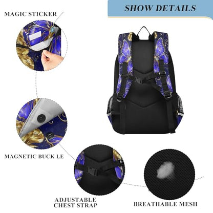 ALAZA Purple and Gold Butterfly Laptop Backpack Purse for Women Men Travel Bag Casual Daypack with Compartment & Multiple Pockets - color: Butterfly