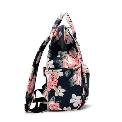 Kinmac Laptop Backpack for Women and Men, Large Capacity Travel Backpack for 15.6 inch Laptop Computer (Blue Rose) - color: Blue Rose