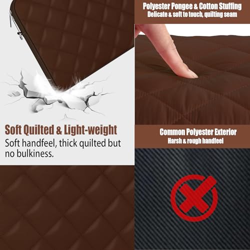 Puffy Quilted Laptop Sleeve with a Removable Shoulder Strap Compatible with MacBook Air/Pro, 13-13.3 inch Notebook, Compatible with MacBook Pro 14 inch M3 M2 M1 Chip 2023-2021 - color: Sleeve - Coffee, size: 13-13.3 inch