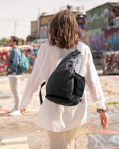 WATERFLY Sling Bag Sling Backpack Small Crossbody Shoulder Bag for Men Women Traveling Cycling Hiking Daypack - color: Hemp Gray