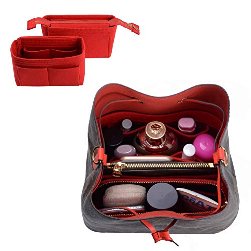 ZTUJO Purse Organizer, Bag Organizer, Insert Purse Organizer With 2 Packs In One Set For LV NeoNoe Noé Series perfectly - color: Red