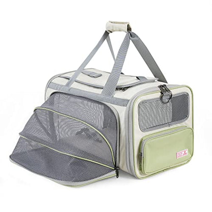 Pawaii Cat Carrier with ID Tag, TSA Airline Approved Soft Sided Collapsible Pet Travel Carrier, Portable Comfortable Convenient Foldable Cat Travel Bag | Up to 13 lbs, 16.9 x 10.6 x 10.6 in, QR pet ID tag, top entry, luggage sleeve, soft fleece pad, folda