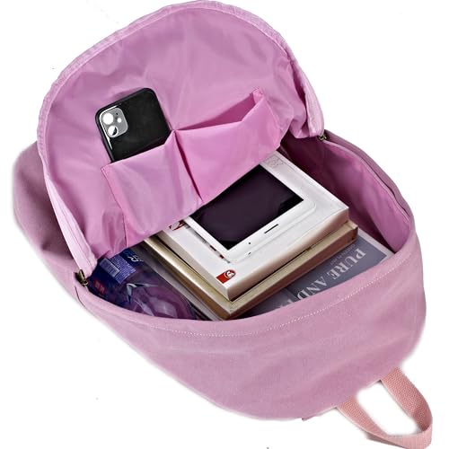 Canvas Laptop Backpack, Durable Rucksack, Travel Bag Fits 15.6 Inch Notebook for Women Factory Directly (Pink) - color: Pink
