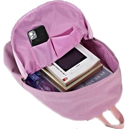 Canvas Laptop Backpack, Durable Rucksack, Travel Bag Fits 15.6 Inch Notebook for Women Factory Directly (Pink) - color: Pink