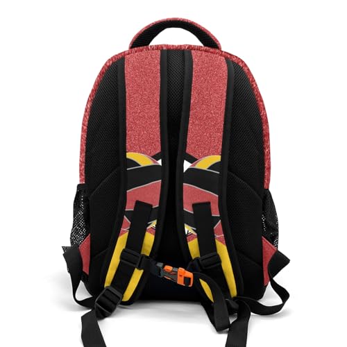 Red Gold Volleyball Print Shoulder Backpack Bag for Sports Camping Hiking Travelling - color: Muilti 17