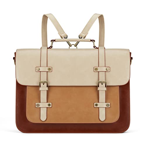 ECOSUSI Laptop Bag for Women Vegan Leather Messenger Bag Fashion Briefcase Computer Satchel Bag - color: Brown